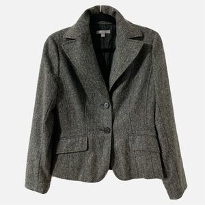 Ann Taylor Virgin Wool Fully Lined Two Button Closure Blazer Notched Lapel 🩶🖤